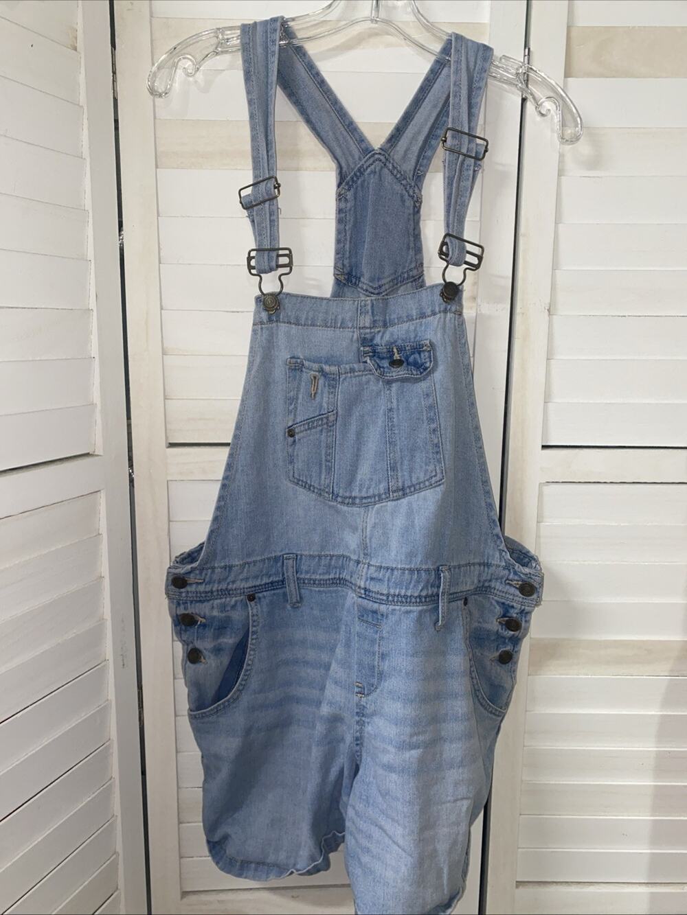 LEI Overall Bibs Blue Denim Y2K Western Hobo Chic Shortalls X-Large Cotton
